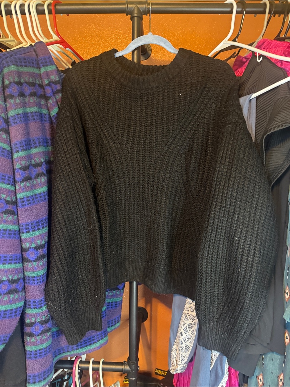 a new day Black Chunky Crewneck Sweater